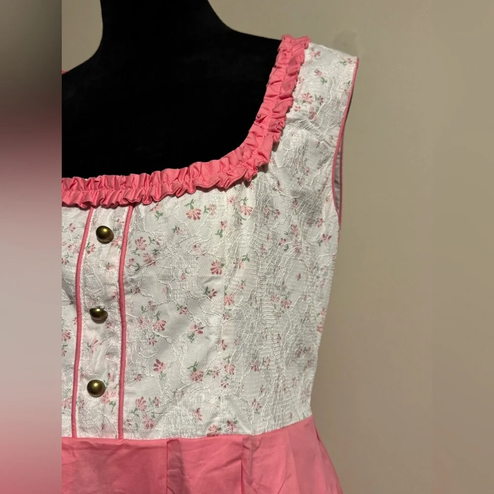 NWT Scarlet Darkness Pink and White Square Neckline Floral Dress size large - Picture 4 of 12